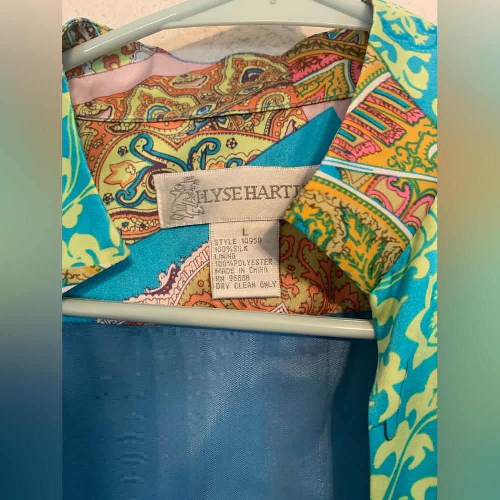 ILyse Hart Ltd Vintage Women Sz Large Silk Blazer Colorful Boho Paisley/Floral - Picture 5 of 8